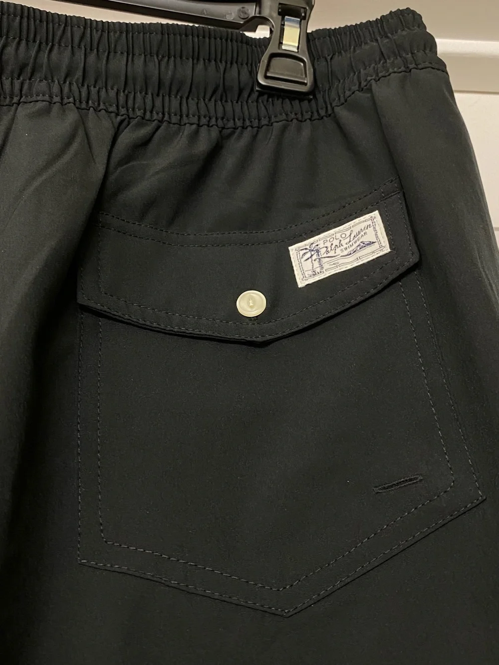 Polo by Ralph Lauren Men’s Black Swim Trunks with Red Accent